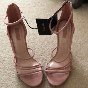 Blush open toe heels